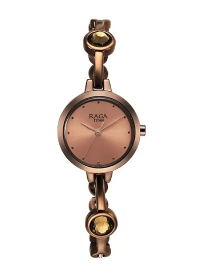 تيتان Titan Raga Viva Quartz Analog Rose Gold Dial Brown Metal Strap Watch for Women