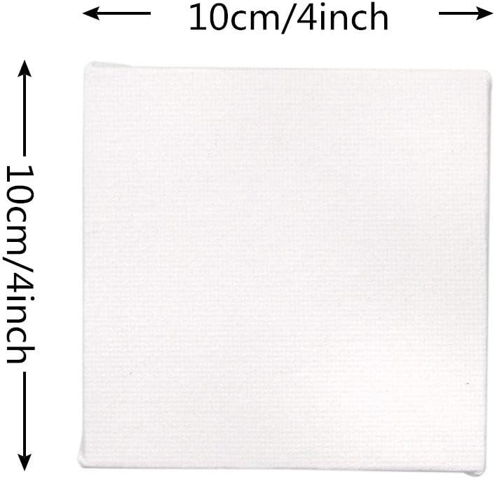 LinaLife 10 Pack Mini Canvas Panels 4" x 4", 100% Cotton White Blank Mini Small Stretched Canvas Boards for Painting Craft Drawing Small Acrylics Canvas Art Board Acrylic Oil Paint DIY Kids Children Adults - Image 2