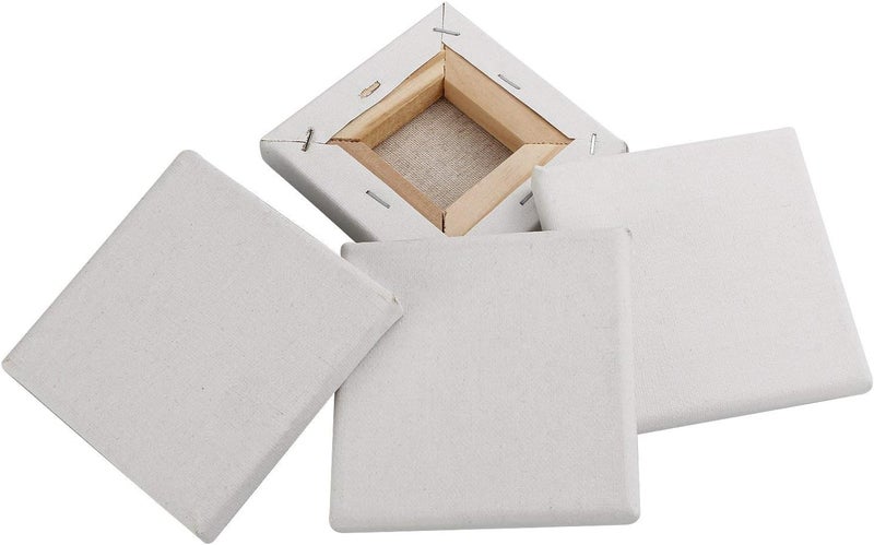 LinaLife 10 Pack Mini Canvas Panels 4" x 4", 100% Cotton White Blank Mini Small Stretched Canvas Boards for Painting Craft Drawing Small Acrylics Canvas Art Board Acrylic Oil Paint DIY Kids Children Adults - Image 4