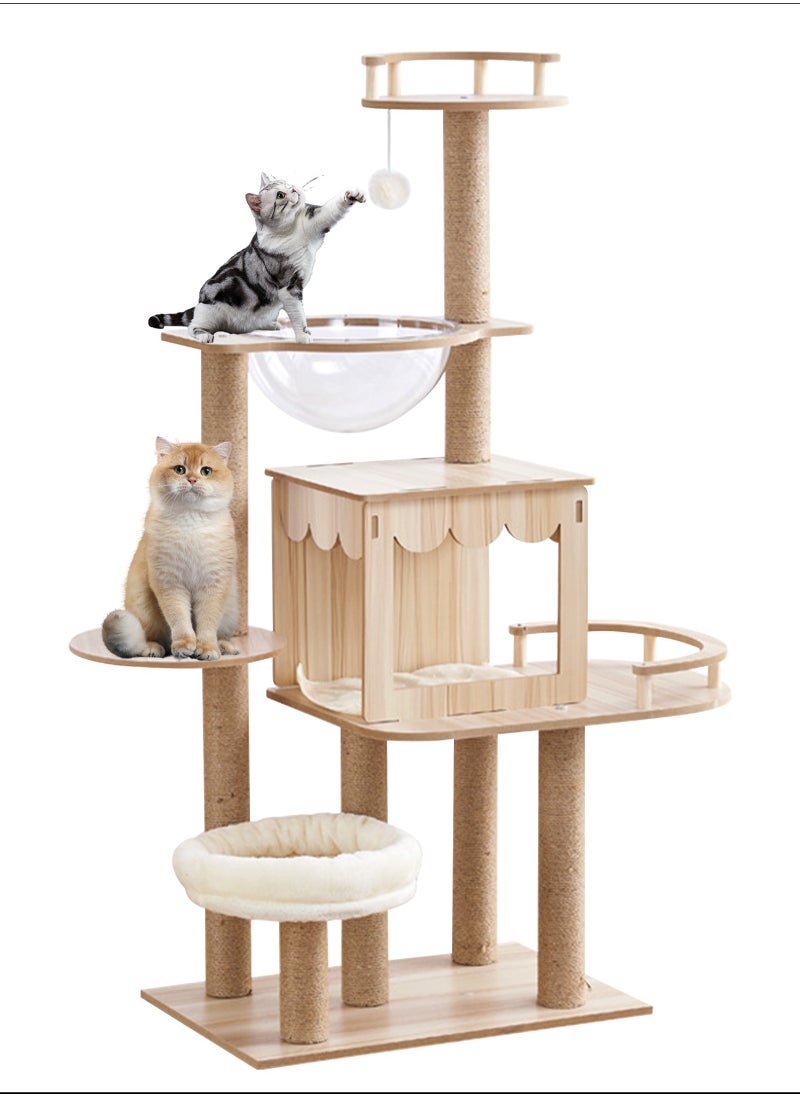 URbazaar - Cat Tree, Cat Tree Tower Indoor Cat, Modern Cat Tree Tower, Multi-Level Cat Furniture Activity Center with Scratching Post, Standing House Cat Condo, Fun Toys for Kittens, Pet Playhouse - Image 1