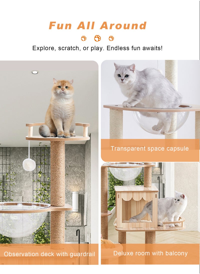 URbazaar - Cat Tree, Cat Tree Tower Indoor Cat, Modern Cat Tree Tower, Multi-Level Cat Furniture Activity Center with Scratching Post, Standing House Cat Condo, Fun Toys for Kittens, Pet Playhouse - Image 1