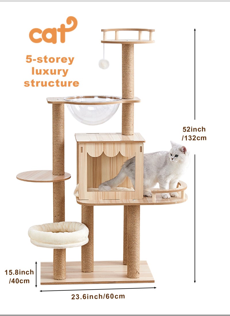 URbazaar - Cat Tree, Cat Tree Tower Indoor Cat, Modern Cat Tree Tower, Multi-Level Cat Furniture Activity Center with Scratching Post, Standing House Cat Condo, Fun Toys for Kittens, Pet Playhouse - Image 1