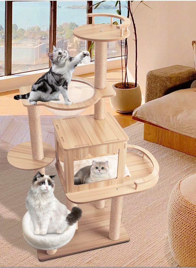 URbazaar - Cat Tree, Cat Tree Tower Indoor Cat, Modern Cat Tree Tower, Multi-Level Cat Furniture Activity Center with Scratching Post, Standing House Cat Condo, Fun Toys for Kittens, Pet Playhouse - Image 1