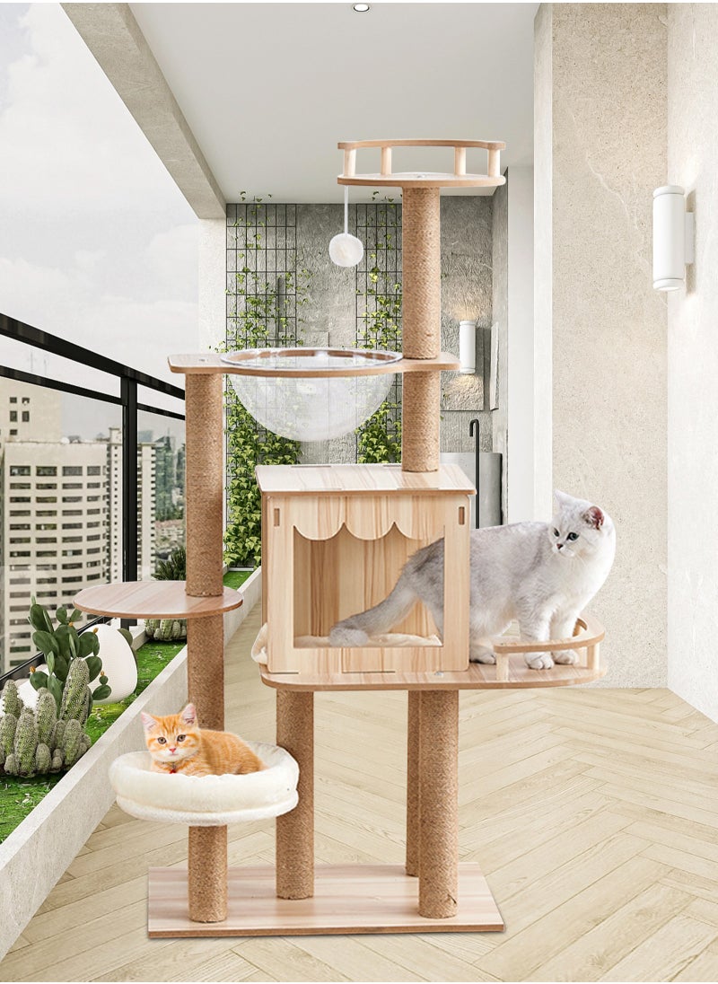 URbazaar - Cat Tree, Cat Tree Tower Indoor Cat, Modern Cat Tree Tower, Multi-Level Cat Furniture Activity Center with Scratching Post, Standing House Cat Condo, Fun Toys for Kittens, Pet Playhouse - Image 1