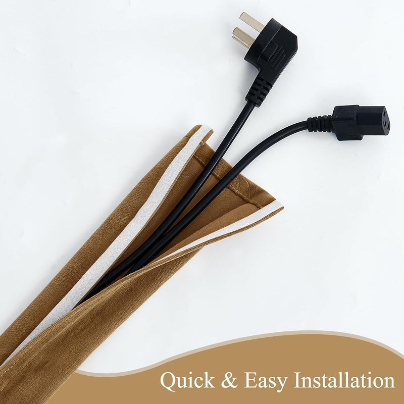 StangH Extendable Cord Organizer Lamp Cord Cover - Wrap Wire Cable Cover Sleeve Holder Cord Management System Mini Cable Hider for TV/Media/Home Theater, Gold Brown, 48 Inch Long 1 Pc - Image 2