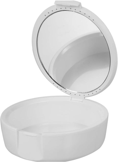 Denture Mouth Guard case Box with Mirror Mouth Guard Case False Teeth Storage Box Holder for Travel Retainer Denture Storage Box White flase Teeth Holder