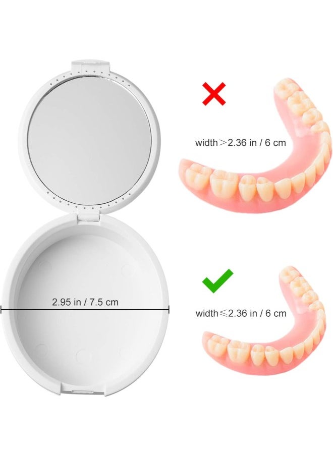Denture Mouth Guard case Box with Mirror Mouth Guard Case False Teeth Storage Box Holder for Travel Retainer Denture Storage Box White flase Teeth Holder