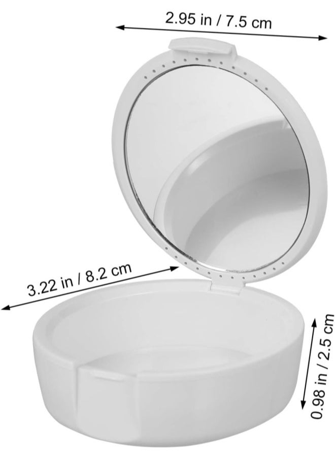 Denture Mouth Guard case Box with Mirror Mouth Guard Case False Teeth Storage Box Holder for Travel Retainer Denture Storage Box White flase Teeth Holder