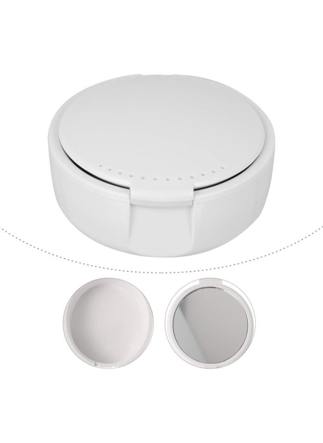 Denture Mouth Guard case Box with Mirror Mouth Guard Case False Teeth Storage Box Holder for Travel Retainer Denture Storage Box White flase Teeth Holder
