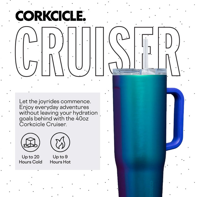 Corkcicle Cruiser Insulated Tumbler with Handle and Straw, Dragonfly, 40 oz – Reusable Water Bottle Keeps Beverages Cold for 20 Hours, Hot for 9 Hours - Image 2