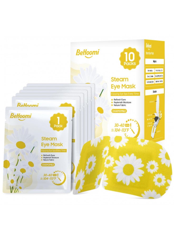BeHoomi BeHoomi Steam Eye Mask, 10 Packs Heated Eye Mask, Self Heating Disposable SPA Warm Compress for Eyes Sleep Mask, Soothing Moist Heat Eye Masks, Travel Essentials & Relaxation Gifts (Chamomile Scent)  - Image 1
