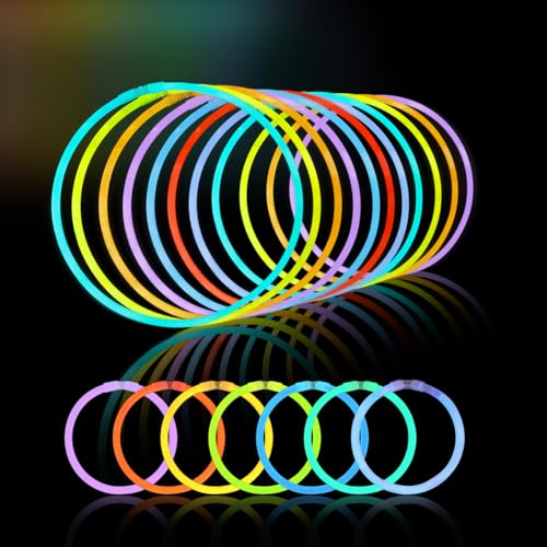 JOYIN 300 Pack Glow Sticks 100ct 22 Necklaces and 200 Pcs 8 Glow Sticks Bulk with 300 Pcs Connectors Bright in The Dark Party Supplies Neon Light Up Halloween Party Favors - Image 1