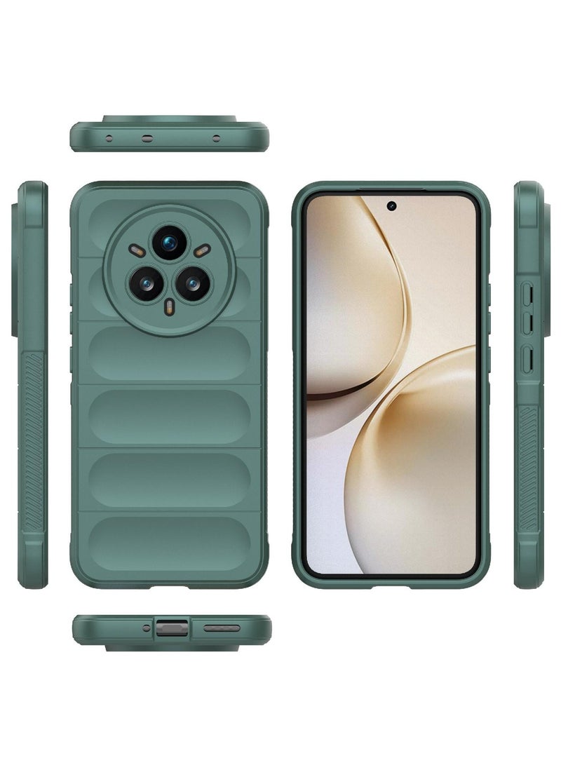 Phone case cover Magic Shield TPU + Silicone Shockproof Phone Case For  Realme 14 Pro (Dark Green) - Image 3