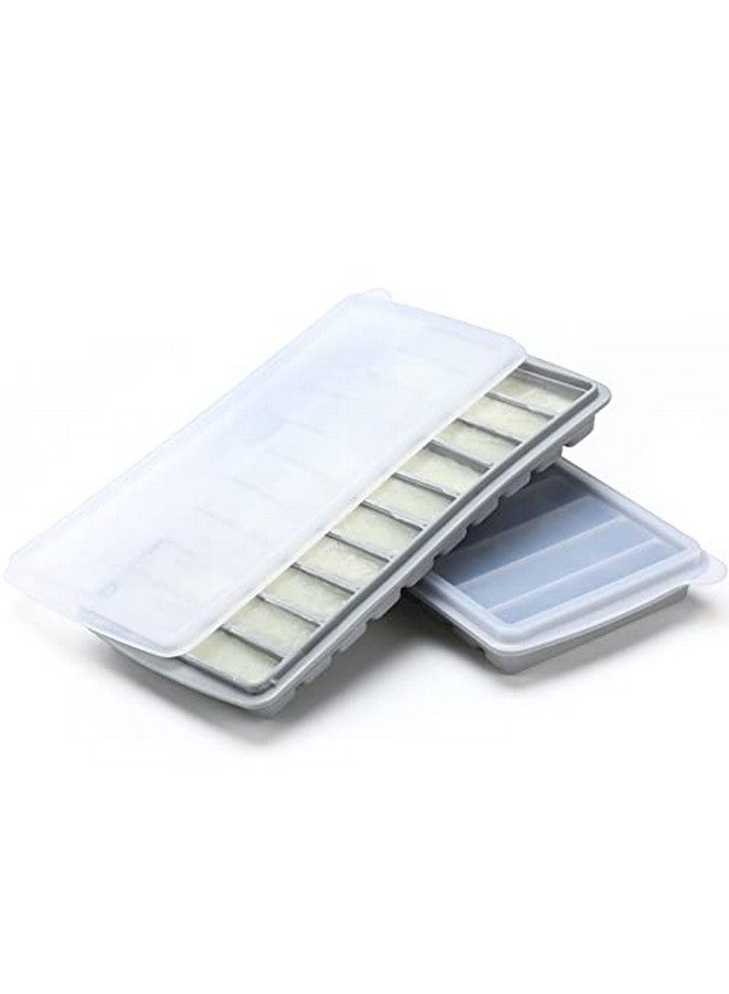 Eaasty حاوية تخزين حليب الثدي 2 قطعة حاويات طعام للأطفال صواني سيليكون للتجميد مع غطاء منظم صواني حليب الثدي صواني الثلج حقيبة تخزين حليب الثدي 101 أونصة (رمادي) - Image 1