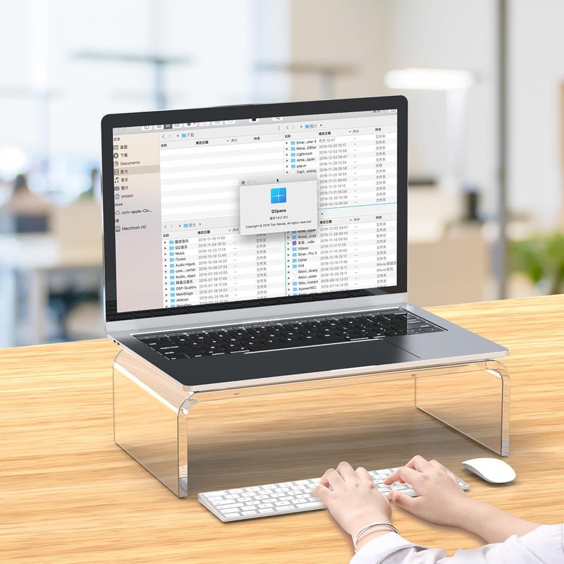 Beimu Acrylic Monitor Stand Riser L12.5''xW7.5''xH4'' Acrylic Laptop Stand Riser Clear Computer & Laptop Stand for Desk, Compatible with All Notebooks and Monitor, Decoration for Office & Home - Image 4