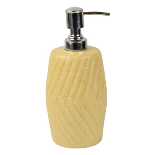 Kaolinite Ceramic Bathroom Accessories Set for Utility and Bathroom Decor | Liquid Soap Dispenser, soap Tray, Toothbrush Holder Matt Yellow (NWR_39) - Image 3