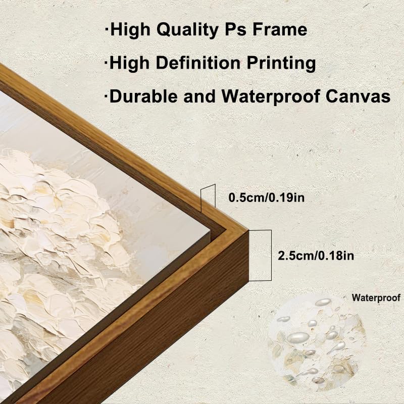 KBKBART Framed Wall Art Vintage  Farmhouse Decor White Hydrangeas Muted Vintage Floral Bathroom Canvas Painting  Flower Prints Canvas Wall Art for Bedroom  Living Room  Gallery  Vintage Wall Decor(8""x10"") - Image 3