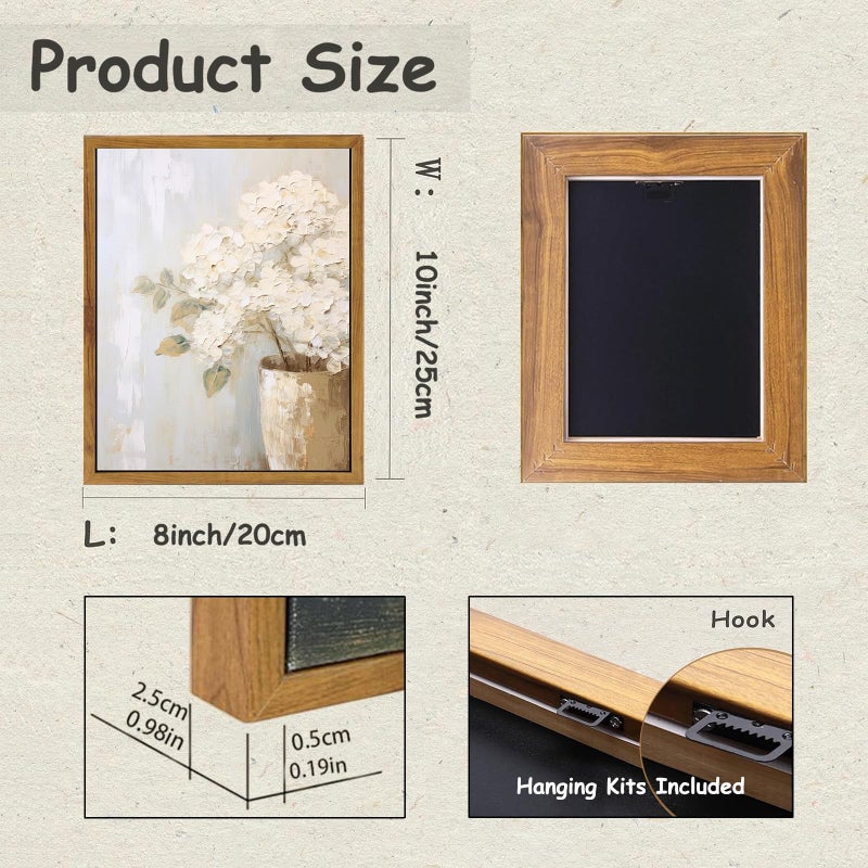 KBKBART Framed Wall Art Vintage  Farmhouse Decor White Hydrangeas Muted Vintage Floral Bathroom Canvas Painting  Flower Prints Canvas Wall Art for Bedroom  Living Room  Gallery  Vintage Wall Decor(8""x10"") - Image 2