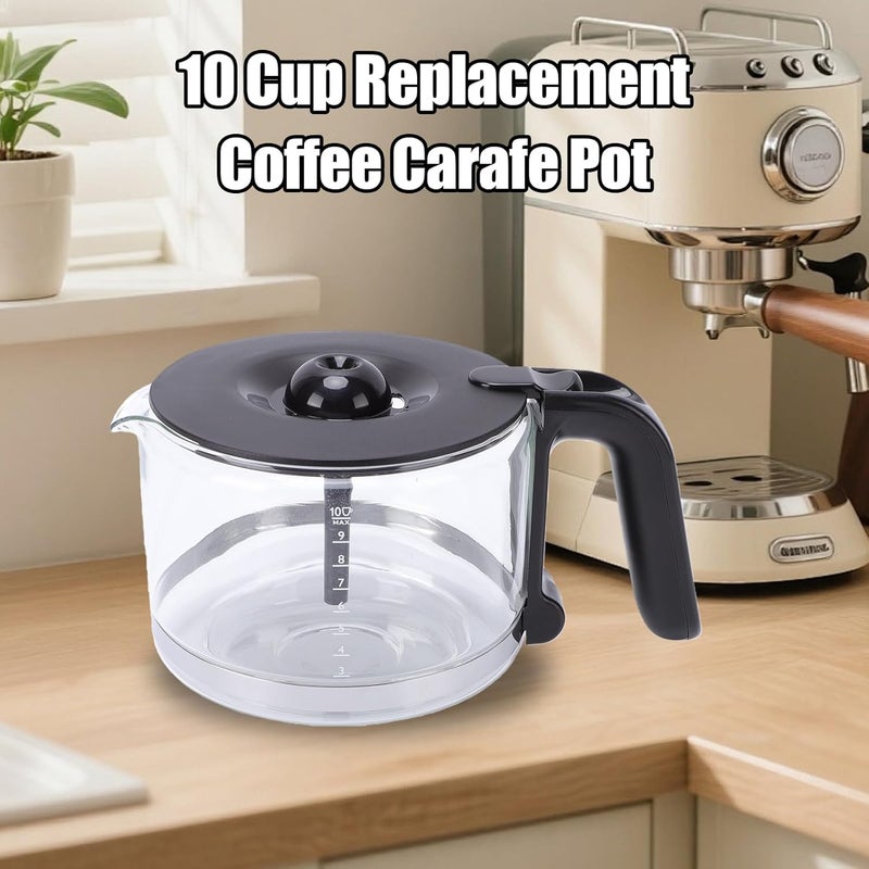 10 Cup Glass Coffee Carafe Replacement, 1.5L Coffee Pot with Handle, ExplosionProof Glass CarafeReplacement for Maker Machine Brewer - Image 2