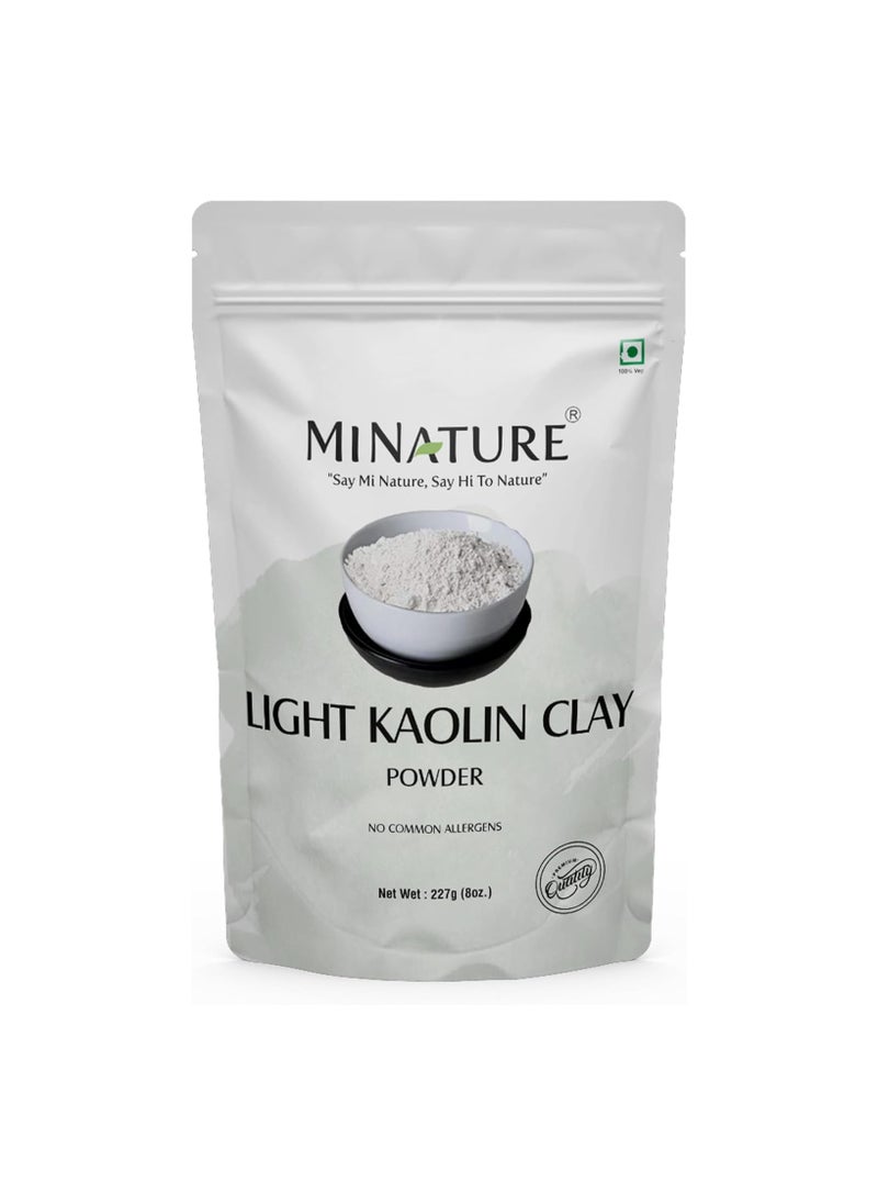 Light kaolin clay powder by mi nature | 227g ( 8oz) ( 0.5 lb) | Facial clay mask| Natural exfoliator | Clear skin | Evens Out Your Skin Tone