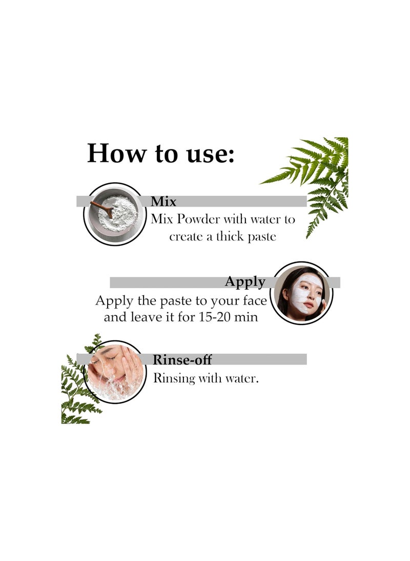 Light kaolin clay powder by mi nature | 227g ( 8oz) ( 0.5 lb) | Facial clay mask| Natural exfoliator | Clear skin | Evens Out Your Skin Tone
