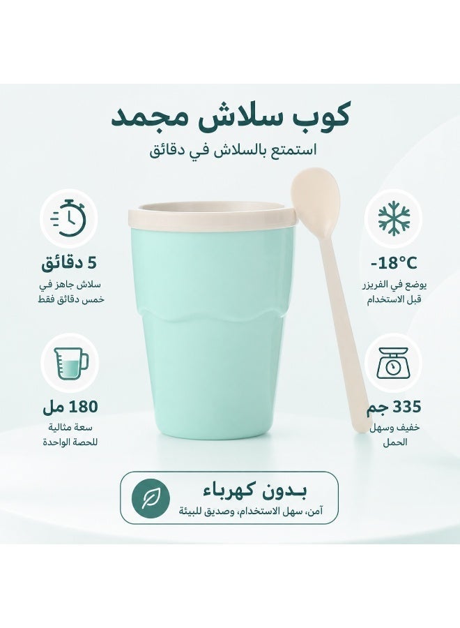 كوب السلاش، كوب ثلج سحري قابل لإعادة الاستخدام مع ملعقة لتحضير المشروبات المثلجة بسرعة، كوب صنع السلاش بدون كهرباء للعصير والمشروبات الغازية والسموذي ومشروبات الصيف، أخضر نعناعي - Image 3
