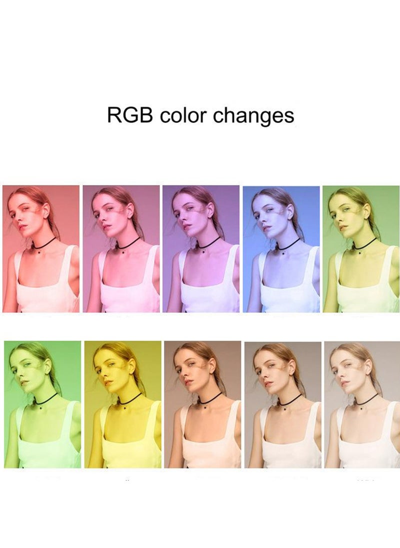 Furtey Photography Light Video Conference Light 10 Inch RGB Ring Light Three-Color Temperature 3000K-6000K Dimmable Brightness Multiple RGB Modes for Makeup Live Stream Video Recording Video Conference  - Image 4