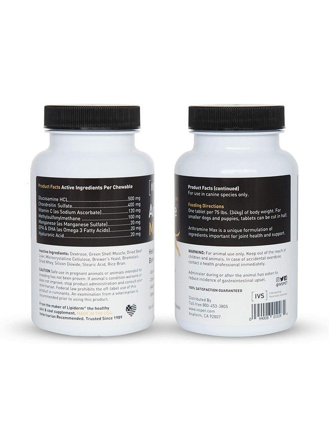 Ivs International Veterinary Sciences IVS Arthramine MAX Healthy Joints Glucosamine Supplement for Dogs with Fish Oil, Hyaluronic Acid, MSM, and Vitamin C, Made in the USA, 60 Count - Image 2
