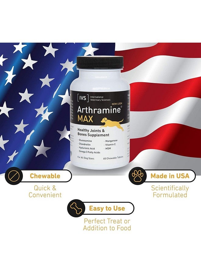 Ivs International Veterinary Sciences IVS Arthramine MAX Healthy Joints Glucosamine Supplement for Dogs with Fish Oil, Hyaluronic Acid, MSM, and Vitamin C, Made in the USA, 60 Count - Image 5