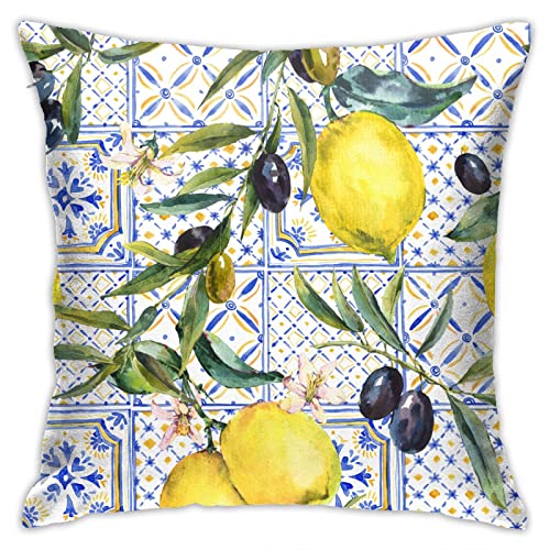 أغطية وسائد فارون بتصميم ليمون وعنب مربع للديكور المنزلي للكنبة والسيارة وغرفة النوم 18x18 بوصة