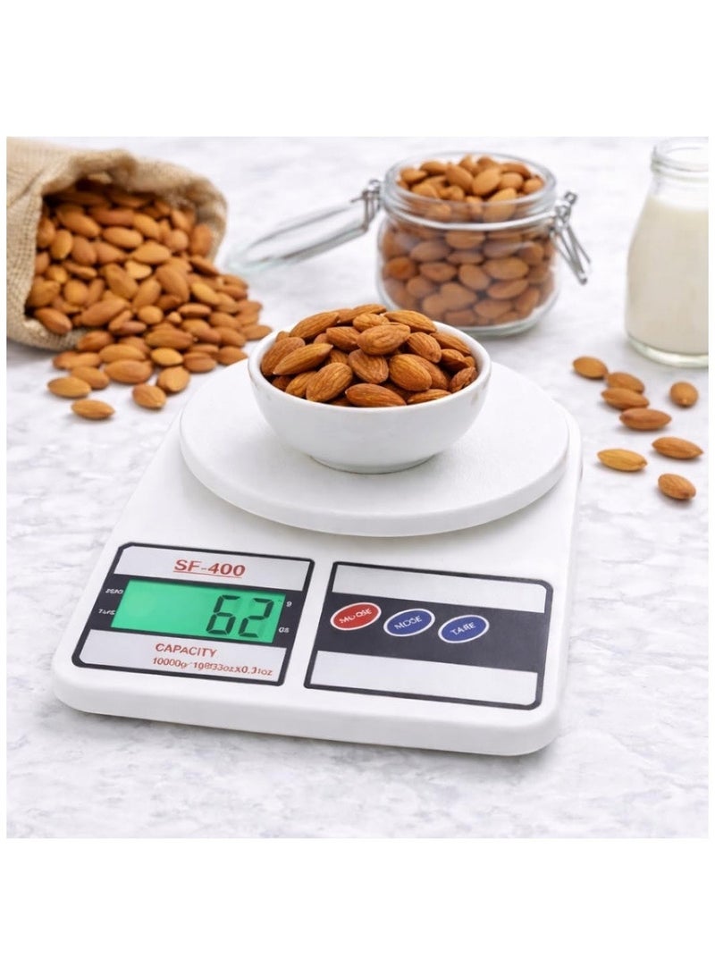 Wtech SF-400 Digital Kitchen Scale 1Gm to 10Kg Weighing Machine - White - Image 3