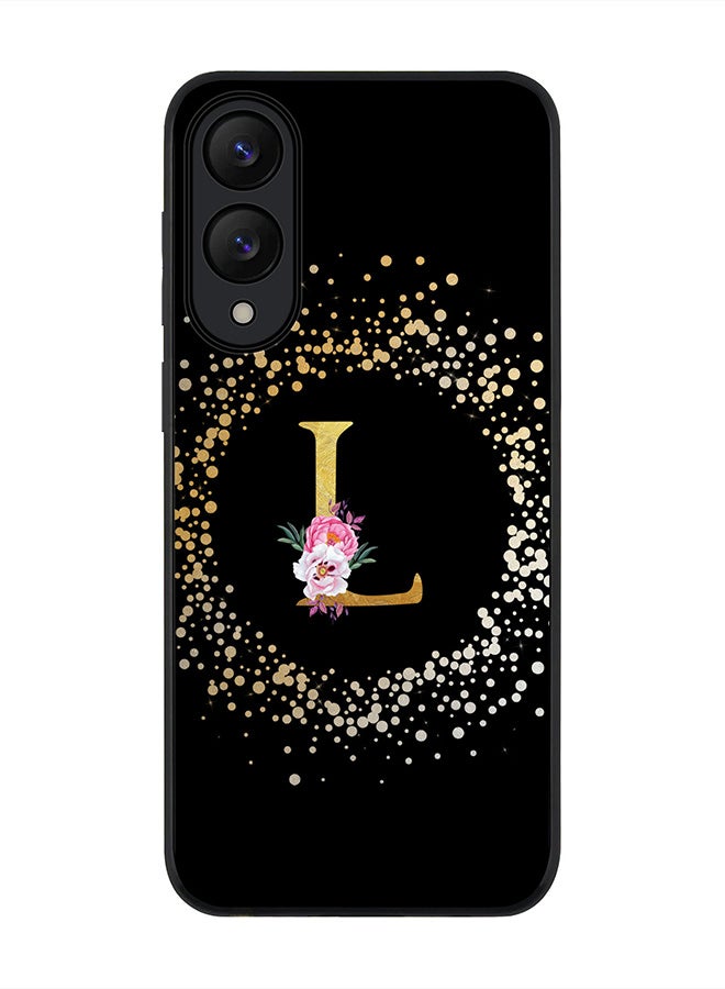 Stylizedd For Samsung Galaxy S25 Edge Case,Slim fit Camera Protection, Shockproof Thin Phone cover  - Custom Monogram Floral - L ( Black )