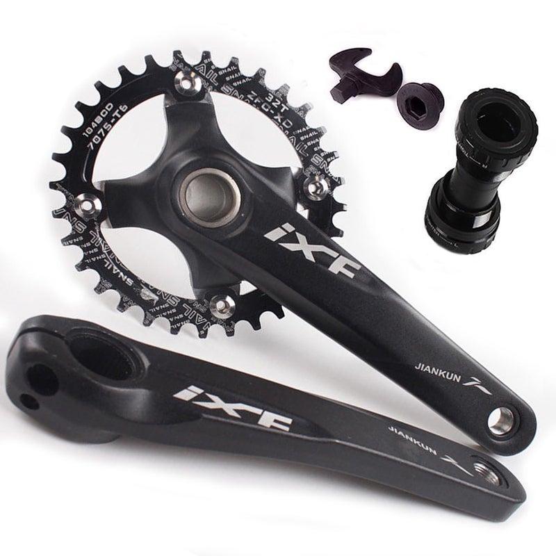 BUCKLOS IXF 104 BCD 30-52T Mountain Bike Crankset -Hollow Integrated MTB 170mm Crank Set- Aluminum Alloy Bike Crankset with Narrow Wide Tooth Chainring Bottom Bracket Bolts (Black/Red). - Image 1