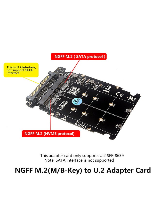 Generic - M.2 NGFF SSD(Key M) Key B SSD to U.2 SFF-8639 Adapter Card Converter SATA Interface is Not Supported - Image 1
