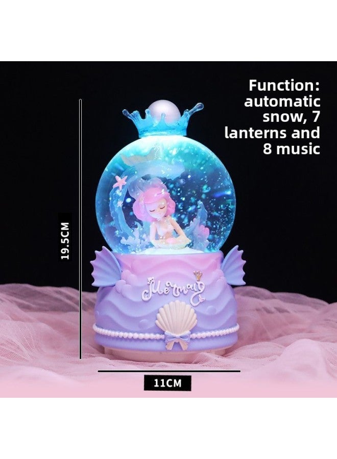 Mermaid Carriage Crystal Ball Music Box Rotating Hair Ocean Wind Room Ornaments Advanced-Color:65 Large Size B [automatic Snow]-Size:Luxurious Packaging + Greeting Card + Handbag [written Greeting Card] - Image 1