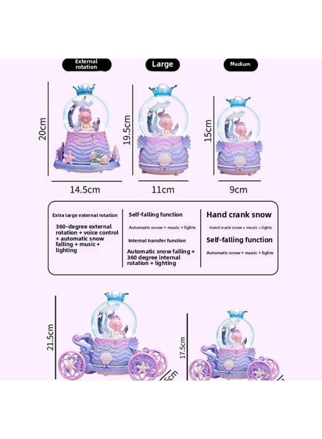 Mermaid Carriage Crystal Ball Music Box Rotating Hair Ocean Wind Room Ornaments Advanced-Color:65 Large Size B [automatic Snow]-Size:Luxurious Packaging + Greeting Card + Handbag [written Greeting Card] - Image 5