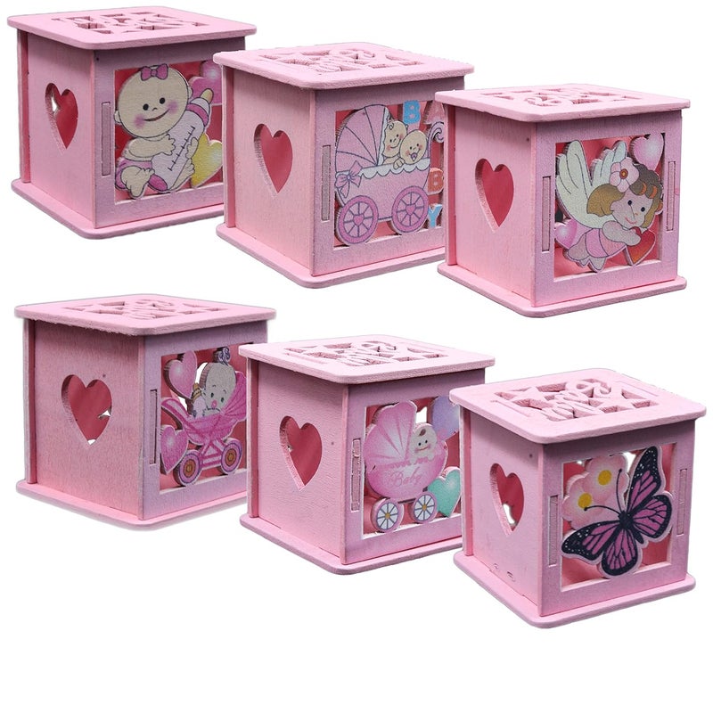 Jades Baby Themed Favor Box Baby Themed Party Candy BoxesBaby Shower Treat BoxBaby Themed 1st BirthdayBaby Themed Table dcor Set of 6 Pink Set B - Image 2