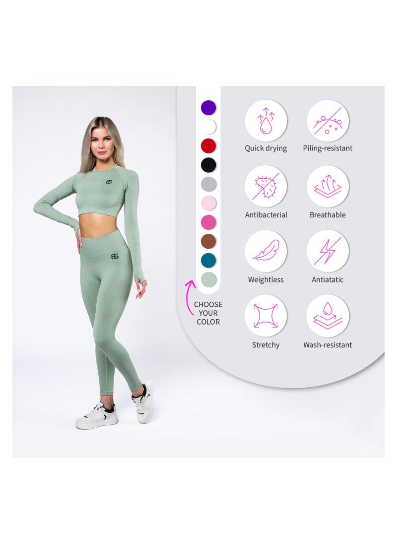 Bernessi Nylon Women's High Waist Ladies Yoga Leggings with Tummy Control Sports Workout Running Fitness Gym Pants Textured Brown  - Image 5