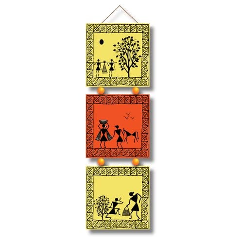 Art Monk Warli art wall hanging item for Living Room Bedroom Home Decor Gifts Quotes Decor Item Wall Art For Hall Mdf Wall Decoration - Image 1