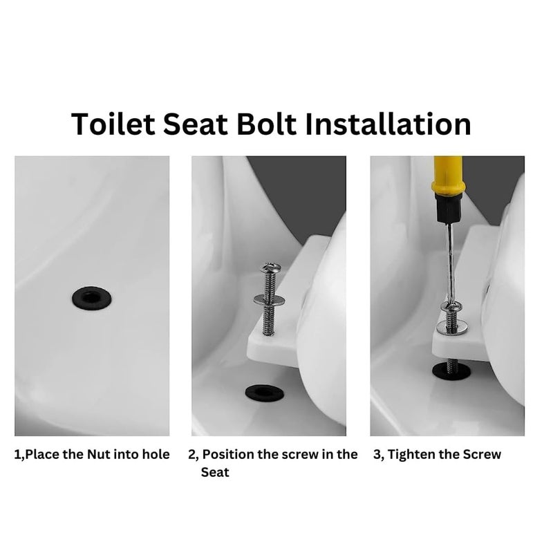 MASTER BATH أغطية مقعد المرحاض العلوية مع مفصلات مطاطية ونوع حامل، تثبيت غطاء المرحاض، تثبيتات غطاء مقعد المرحاض، مجموعة قطع غيار استبدال مقعد المرحاض، ملحقات المرحاض - Image 4