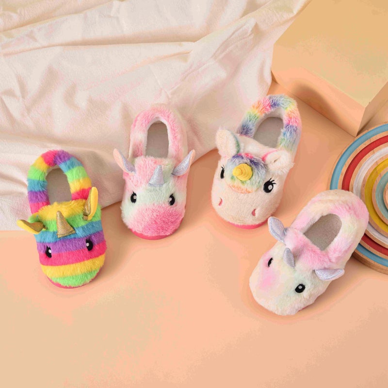 Ainikas Girls Plush House Slippers Toddler Kids Fuzzy Slippers, Snowy, 8-9 Toddler - Image 5