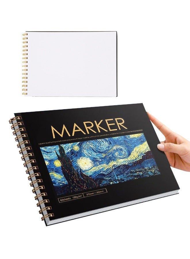 A4 Starry Sky Sketchbook, Portable Thickened Sketch Pad With Fade-Resistant and Anti-Smudge Paper, Double Coil Binding Design, Suitable for Art Classes, Outdoor Sketching, and Casual Graffiti - Image 1