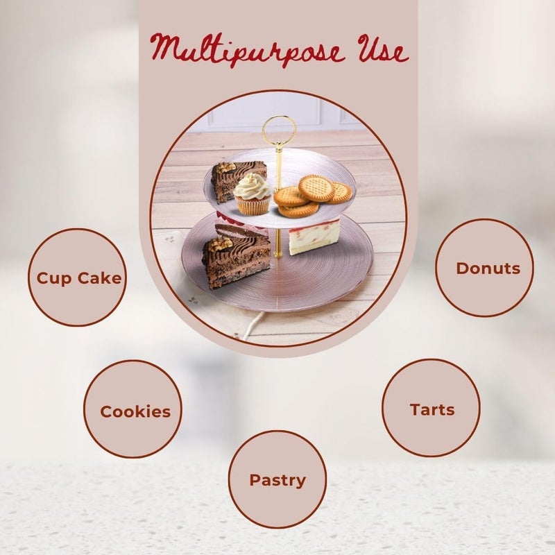 POSH POSH Elegant Glass 2-Tier Cake Stand ? Stylish Dessert Display for Weddings, Parties & Special Occasions | Premium Glass Cake Stand with 10" Bottom Plate | Perfect for Cakes, Cupcakes & Pastries - Image 3