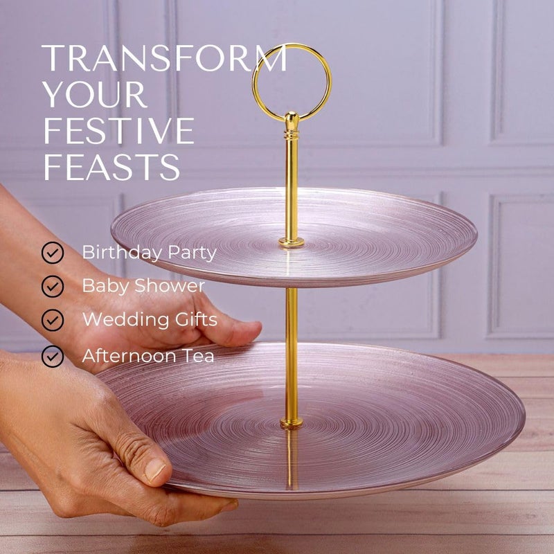 POSH POSH Elegant Glass 2-Tier Cake Stand ? Stylish Dessert Display for Weddings, Parties & Special Occasions | Premium Glass Cake Stand with 10" Bottom Plate | Perfect for Cakes, Cupcakes & Pastries - Image 4