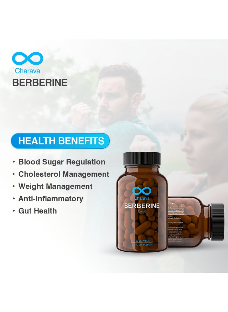 Charava - Charava Berberine 500mg | High Strength Berberine HCL | 60 Capsules | UK Based | 3rd Party Tested | 60 Servings - Image 1