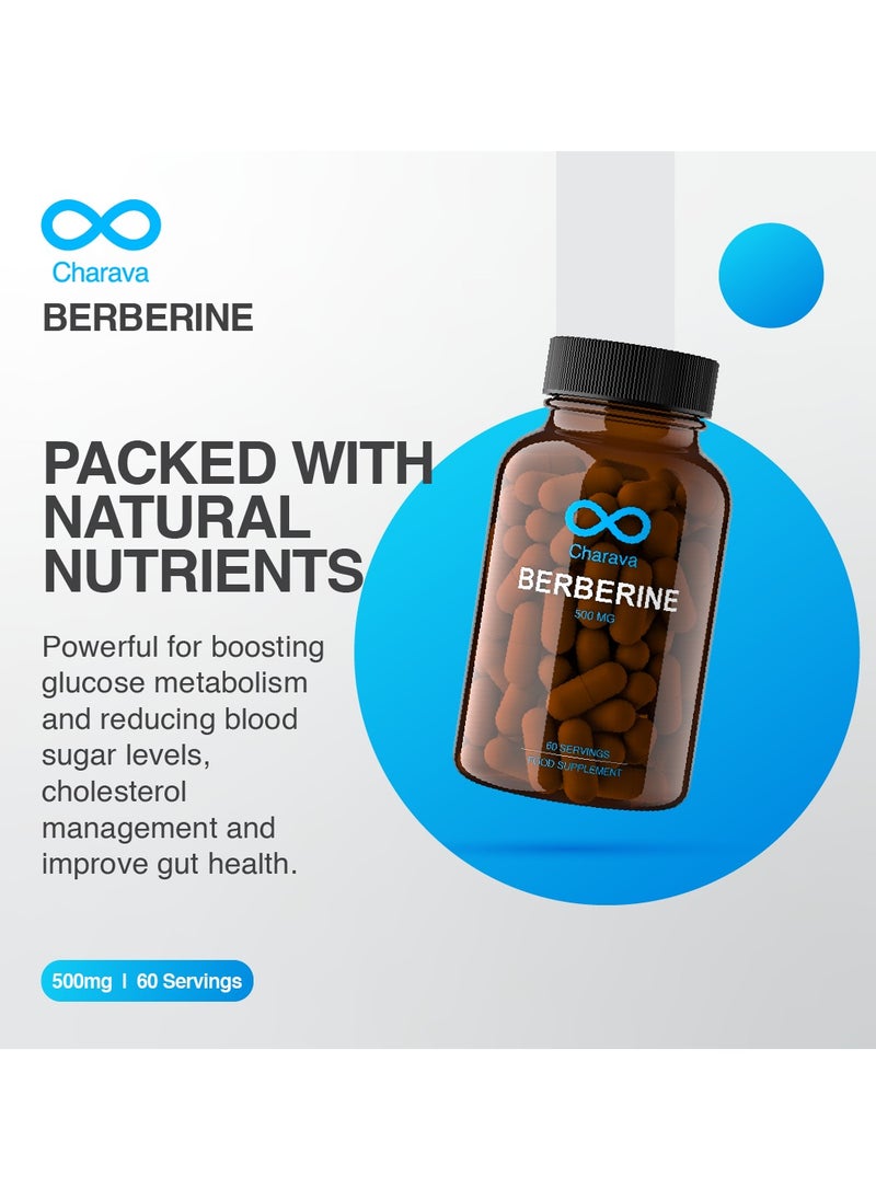 Charava - Charava Berberine 500mg | High Strength Berberine HCL | 60 Capsules | UK Based | 3rd Party Tested | 60 Servings - Image 1