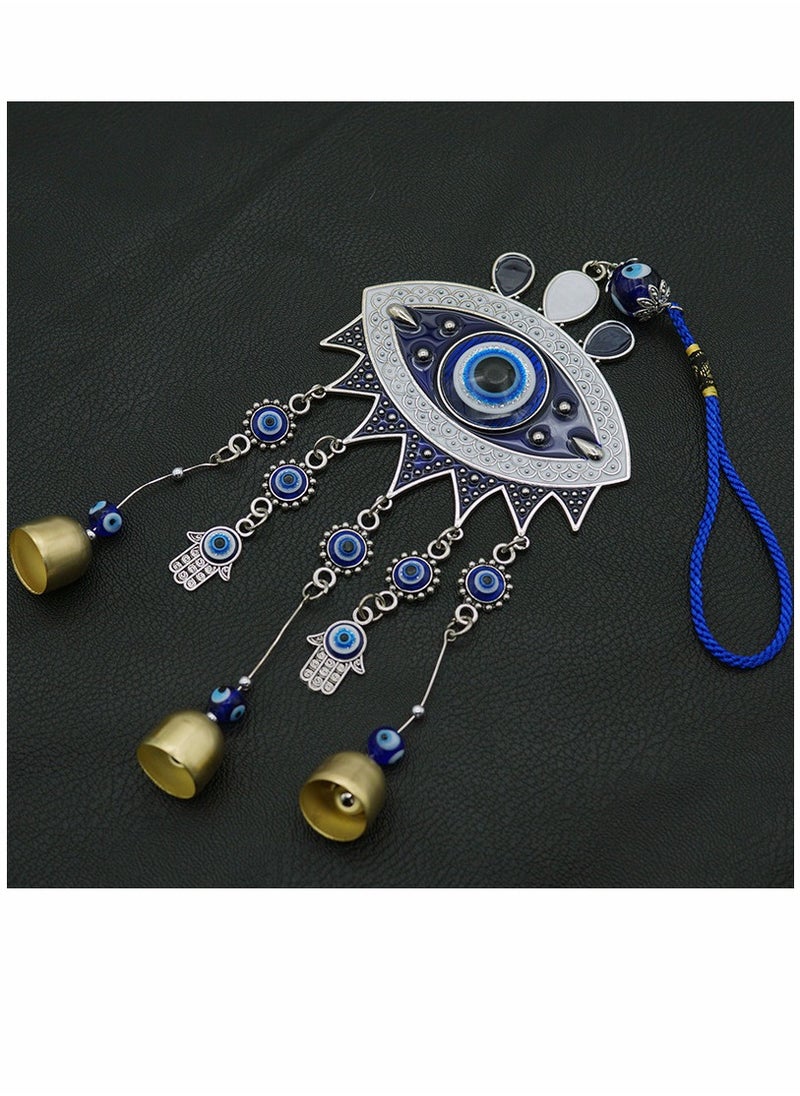 KASTWAVE Wind Bells, Evil Eyes, Wall Pediments Wind Chimes, Big Devil’s Blue Eyes, Handcraft Hanging Decoration, for Car Kitchen Home Garden Patio Office (3 Bells)  - Image 5