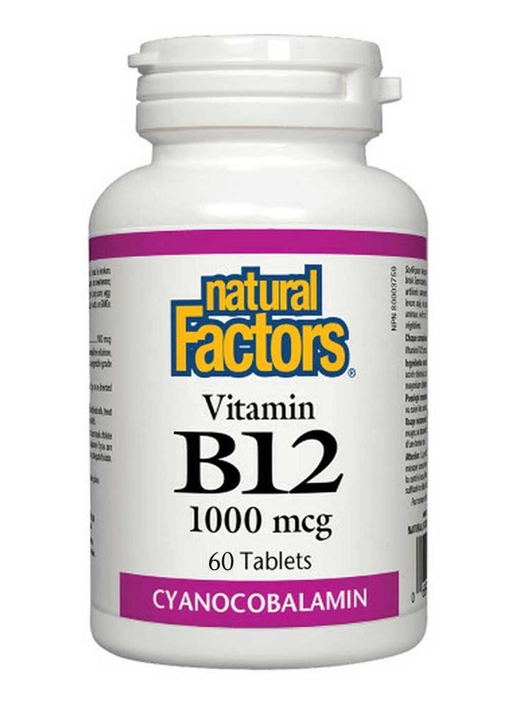 Natural Factors Vitamin B12, 1000 mcg, 60 Tablets