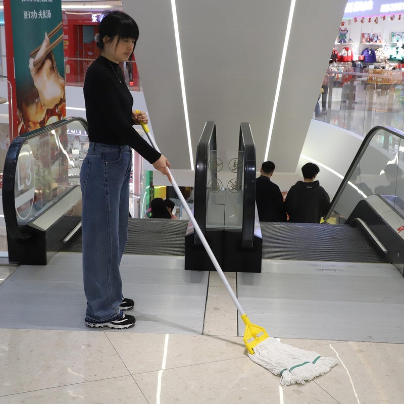 Midoneat Commercial Mop Bucket with Side Press Wringer on Wheels, Including One Commercial Mop, 35 Quart, Yellow - Image 5