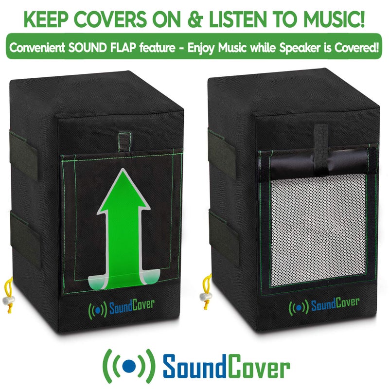 SoundCover Two Black Waterproof 600D Outdoor Speaker Covers for C-Bracket Mounted Speakers â€“ Fits Yamaha NS-AW194, Polk Audio Atrium 4 (Max Dimensions: H 9.85" x W 5.9" x D 6.9") - Image 4